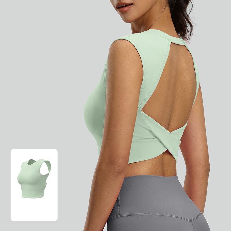 2026 Women Cross Back Yoga Ves - Plunge Bra Push Up ulasan dan harga