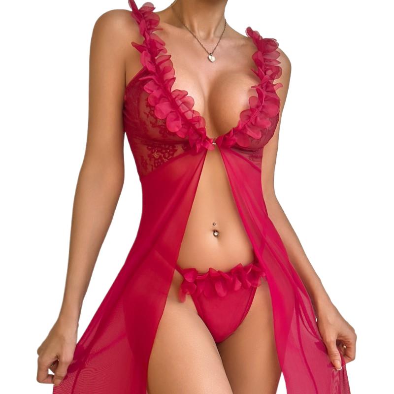 Red Transparent Mesh Suspender - Sheer Mesh Bra ulasan dan harga