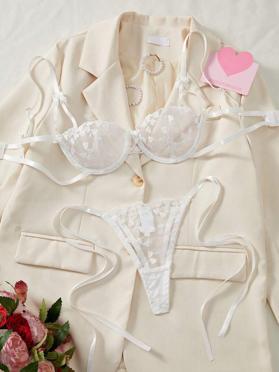 2pcs Women Sheer Lace Bra And  - Sheer Bra Lace ulasan dan harga