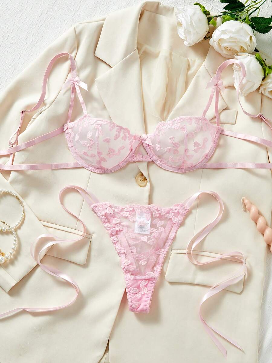 2pcs Women Sheer Lace Bra And  - Sheer Bra Lace ulasan dan harga
