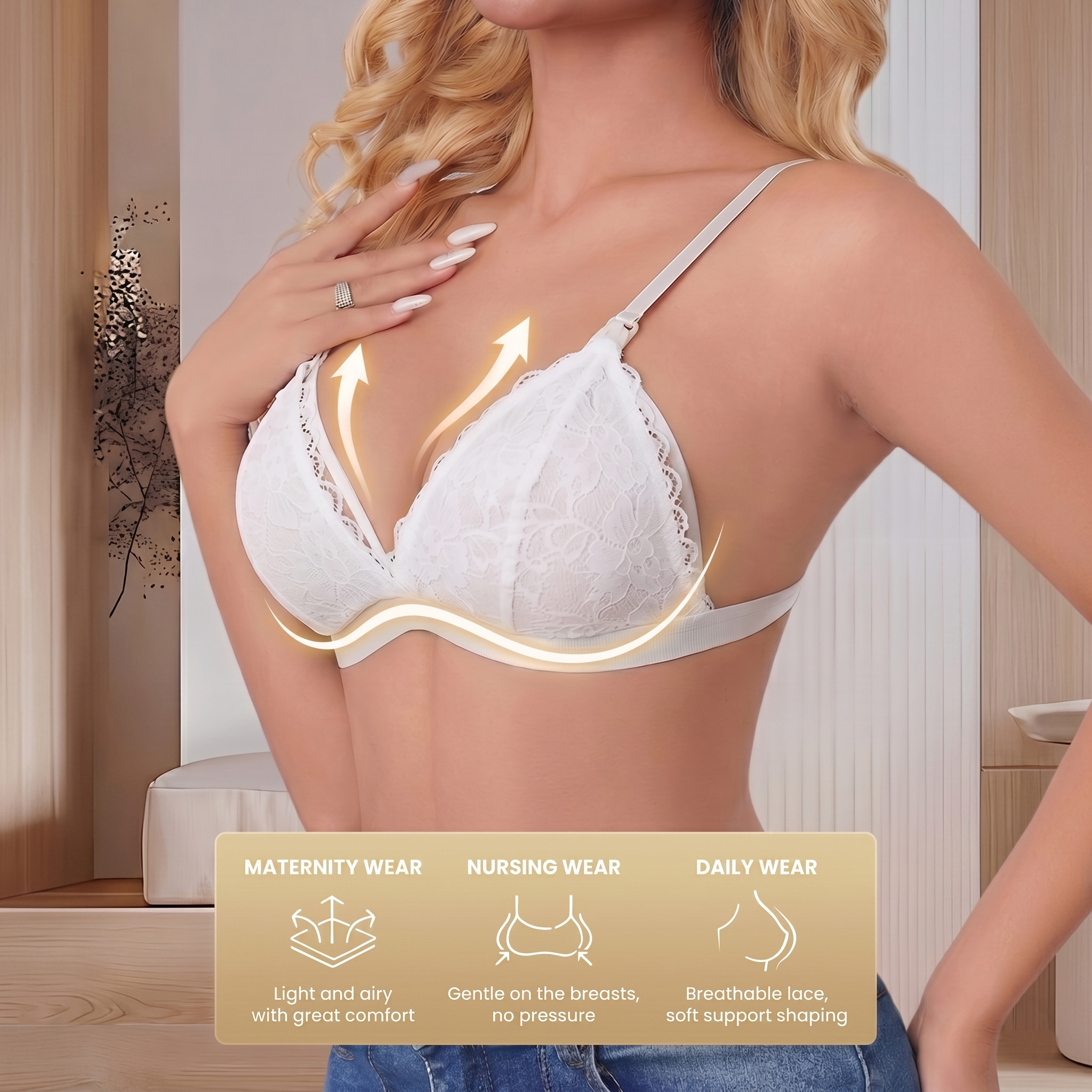 Women's White Lace Maternity N - Nursing Bra Clip ulasan dan harga